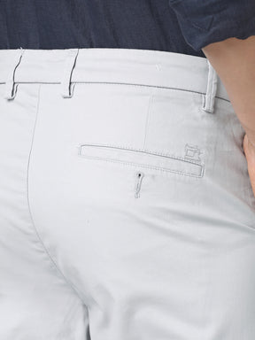 Stitch Hub Grey Cotton Chinos For Men- Regular Fit With Solid Pattern