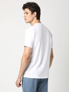 Stitch Hub Men's White T-Shirt - Cotton Lycra Regular Fit, Stretchable, Casual & Formal Wear, Premium Quality Solid Round Neck Tee
