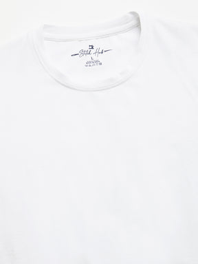 Stitch Hub Men's White T-Shirt - Cotton Lycra Regular Fit, Stretchable, Casual & Formal Wear, Premium Quality Solid Round Neck Tee