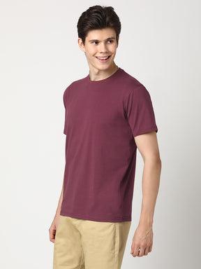 Stitch Hub Men's T-Shirt Cotton Lycra Solid Regular Fit – Stretchable, Breathable, Pink Round Neck for Casual & Formal Wear