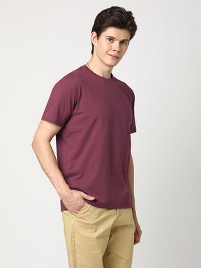 Stitch Hub Men's T-Shirt Cotton Lycra Solid Regular Fit – Stretchable, Breathable, Pink Round Neck for Casual & Formal Wear