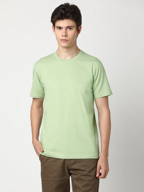 Stitch Hub Men's T-Shirt Cotton Lycra Solid Pista Round Neck – Regular Fit, Breathable, Sweat-Resistant, Perfect for Casual & Outdoor Wear