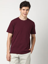 Stitch Hub Men's T-Shirt Cotton Lycra Solid Wine Tee – Regular Fit, Stretchable, Round Neck, Stylish  & Casual Wear