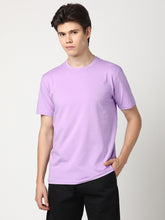Stitch Hub Men's Lavender T-Shirt Cotton Lycra – Regular Fit, Stretchable, Solid Pattern Round Neck for Stylish Casual Wear