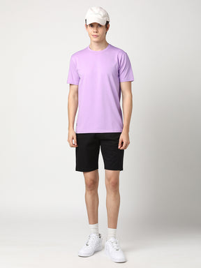 Stitch Hub Men's Lavender T-Shirt Cotton Lycra – Regular Fit, Stretchable, Solid Pattern Round Neck for Stylish Casual Wear