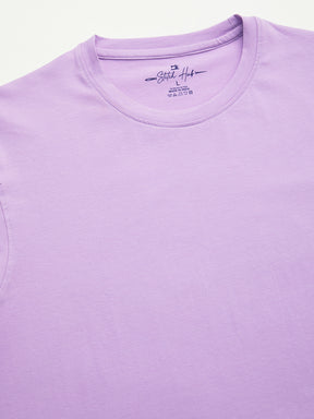 Stitch Hub Men's Lavender T-Shirt Cotton Lycra – Regular Fit, Stretchable, Solid Pattern Round Neck for Stylish Casual Wear