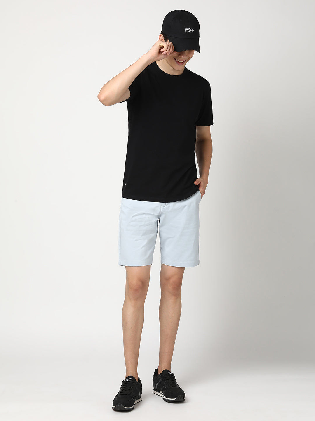 Stitch Hub Men's Solid Black T-Shirt Cotton Lycra - Regular Fit, Stretchable, Round Neck, Versatile for Casual & Formal Wear