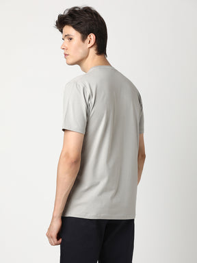Stitch Hub Men's Light Grey T-Shirt - Cotton Lycra Regular Fit, Breathable & Stretchable, Ideal for Casual & Formal Wear