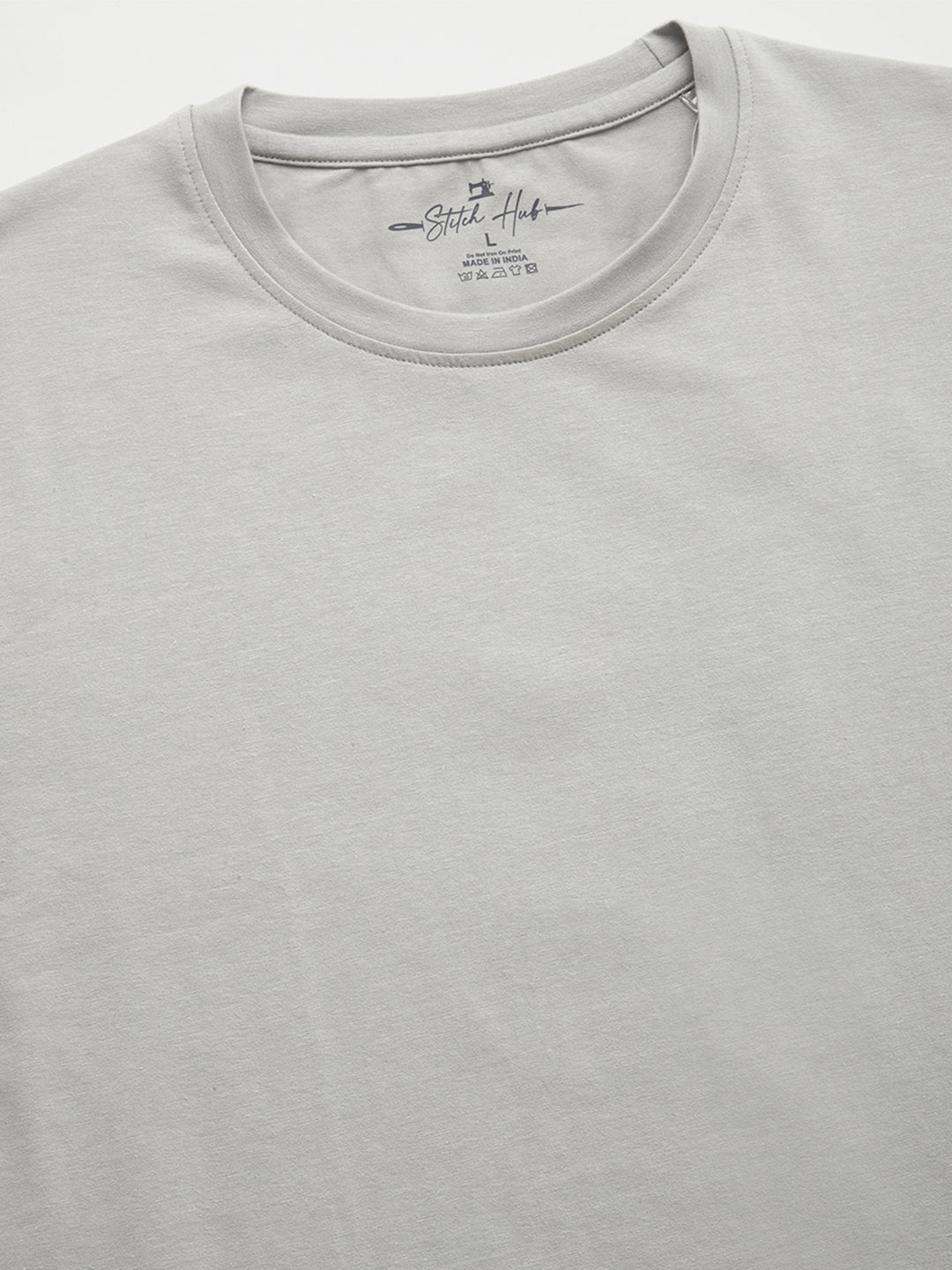 Stitch Hub Men's Light Grey T-Shirt - Cotton Lycra Regular Fit, Breathable & Stretchable, Ideal for Casual & Formal Wear