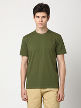 Stitch Hub Men's Olive T-Shirt Cotton Lycra – Regular Fit, Stretchable, Round Neck, Solid Pattern, Versatile Casual Wear