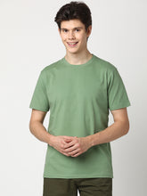 Stitch Hub Men's T-Shirt Cotton Lycra – Regular Fit, Round Neck, Solid Dark Pista, Casual & Formal Wear, Breathable & Stretchable