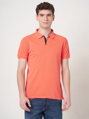 STITCH HUB Men's Johnny Polo Cotton Rich Blend Tshirt Regular Fit, Breathable, Versatile Orange for Casual & Formal Wear