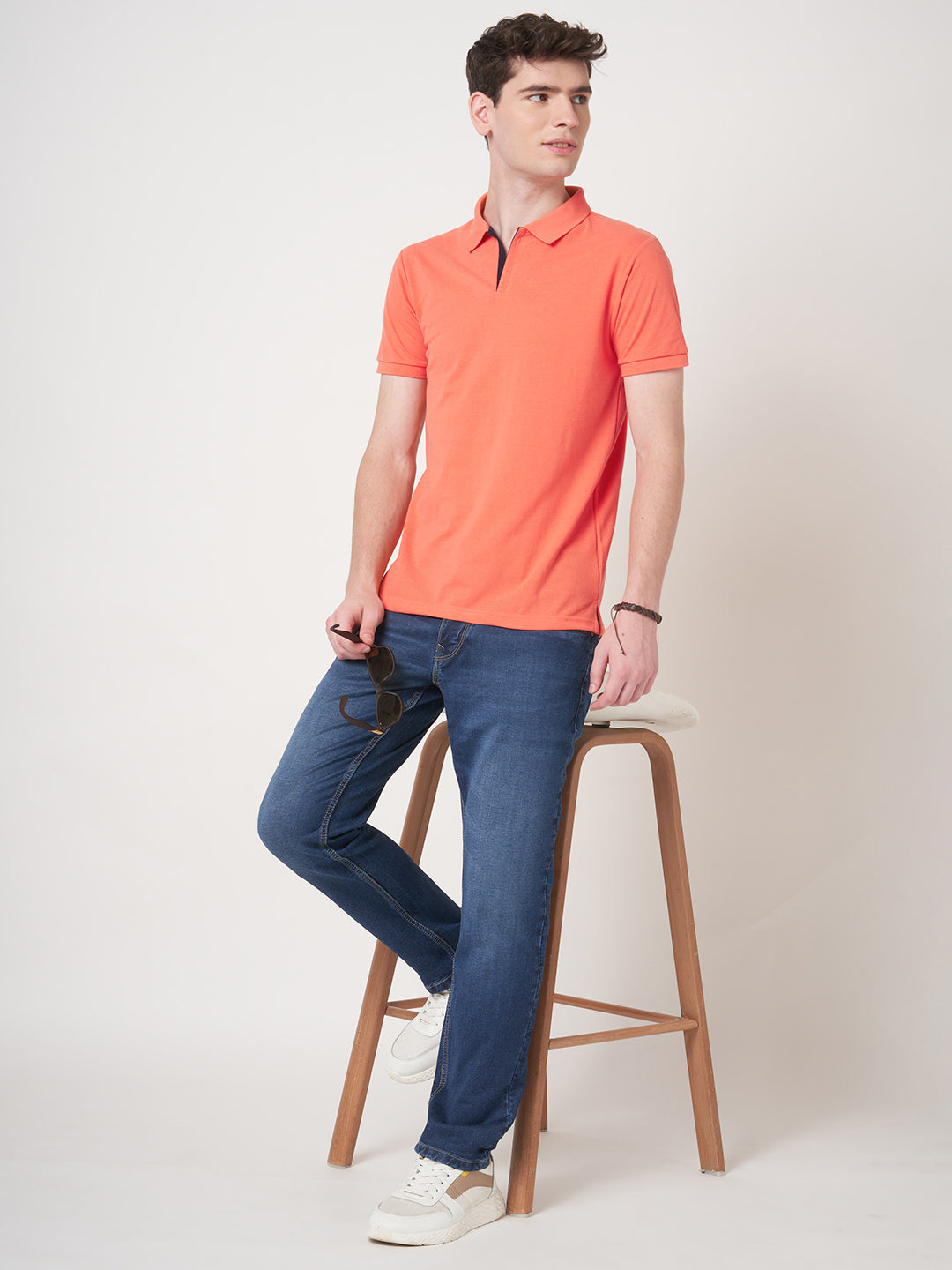 STITCH HUB Men's Johnny Polo Cotton Rich Blend Tshirt Regular Fit, Breathable, Versatile Orange for Casual & Formal Wear