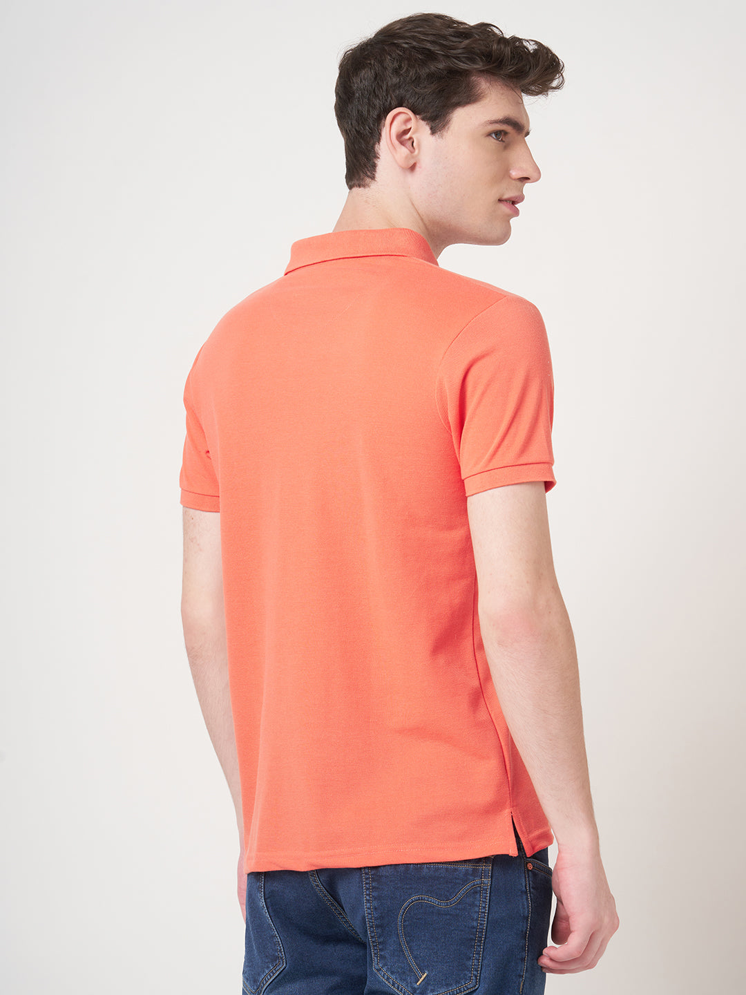 STITCH HUB Men's Johnny Polo Cotton Rich Blend Tshirt Regular Fit, Breathable, Versatile Orange for Casual & Formal Wear