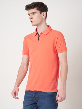 STITCH HUB Men's Johnny Polo Cotton Rich Blend Tshirt Regular Fit, Breathable, Versatile Orange for Casual & Formal Wear