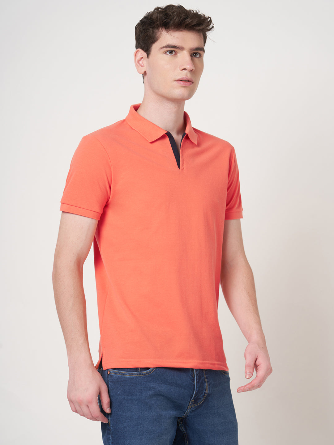 STITCH HUB Men's Johnny Polo Cotton Rich Blend Tshirt Regular Fit, Breathable, Versatile Orange for Casual & Formal Wear