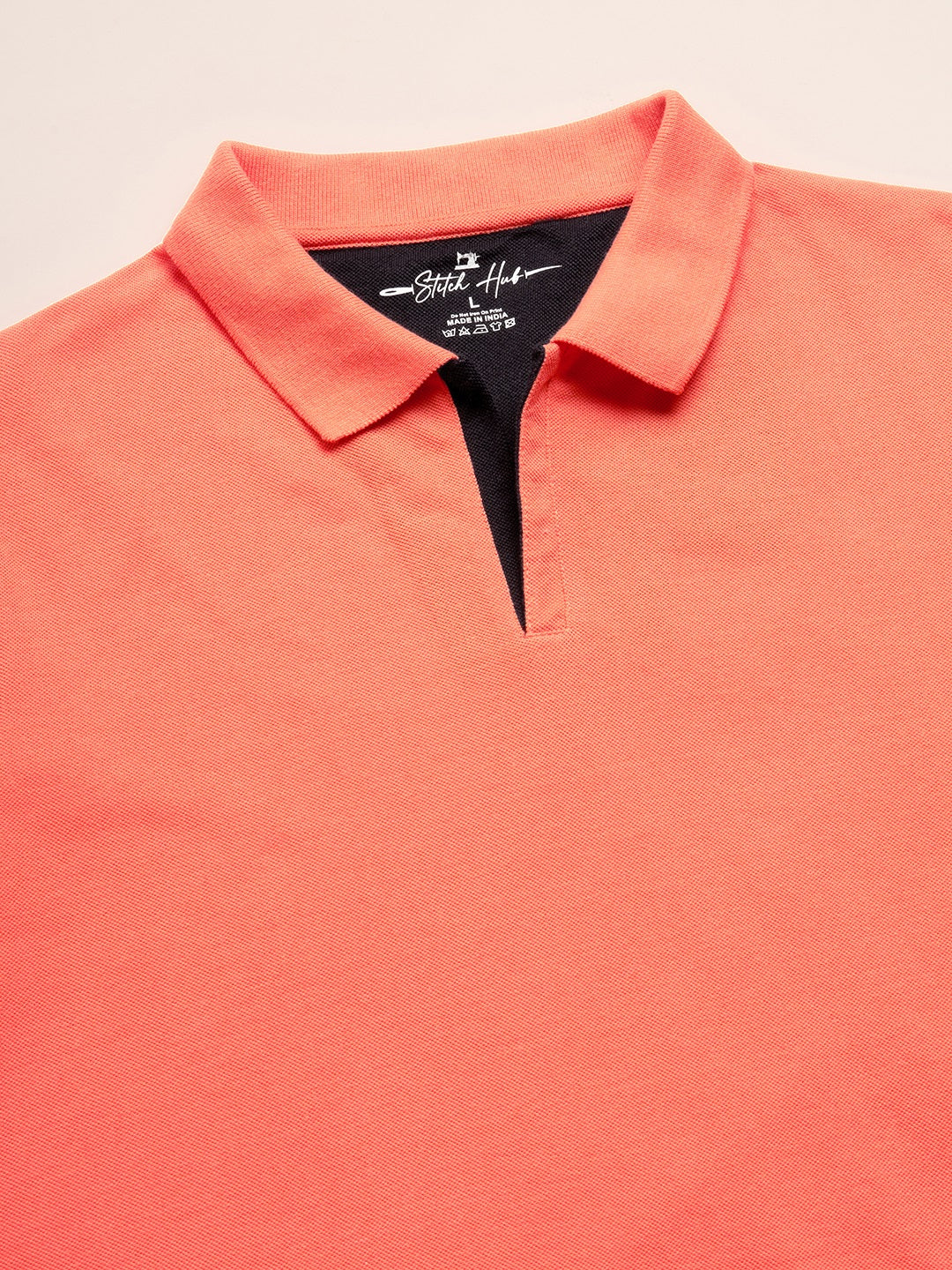STITCH HUB Men's Johnny Polo Cotton Rich Blend Tshirt Regular Fit, Breathable, Versatile Orange for Casual & Formal Wear