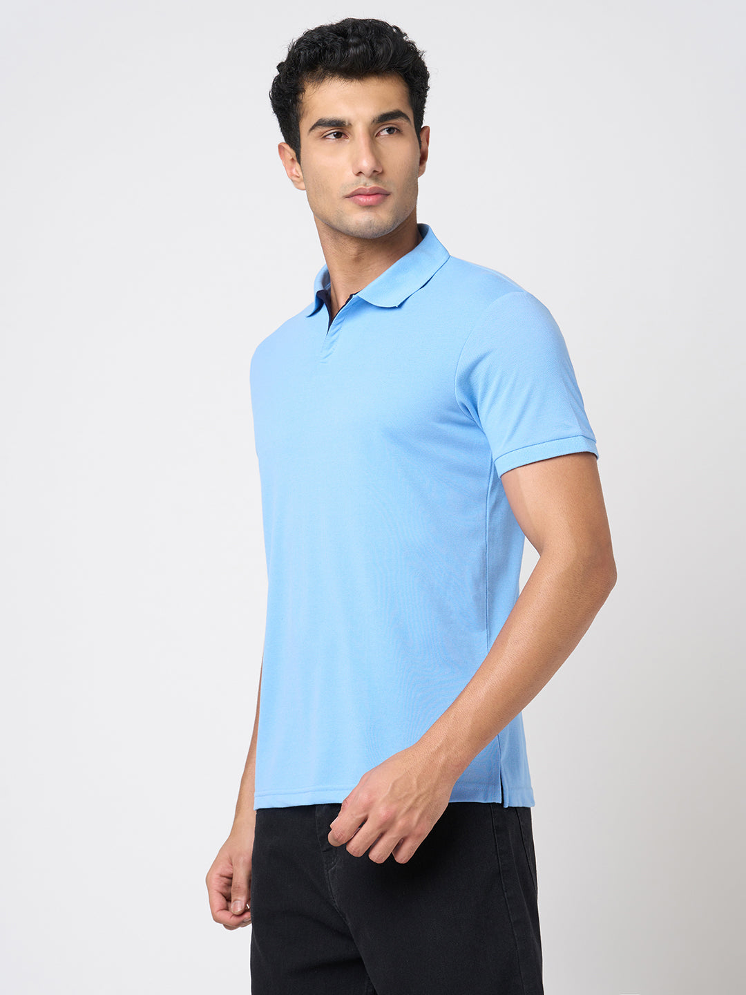 STITCH HUB Men's Johnny Polo Tshirt Sky Comfortable Cotton Rich Blend, Stylish & Versatile for Casual & Formal Wear