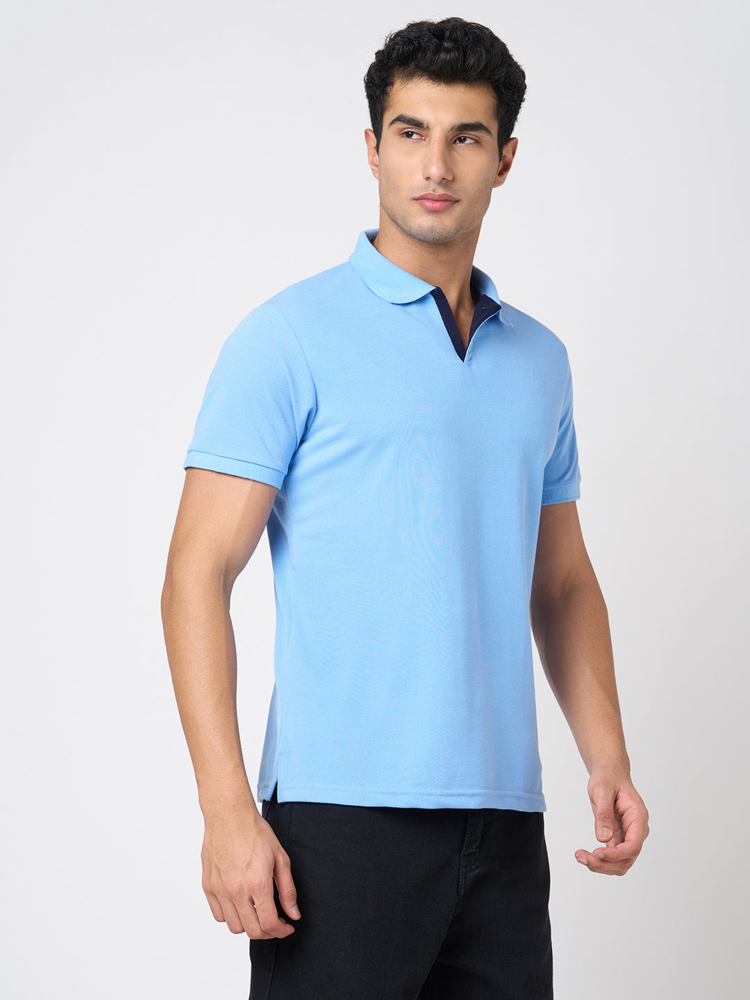 STITCH HUB Men's Johnny Polo Tshirt Sky Comfortable Cotton Rich Blend, Stylish & Versatile for Casual & Formal Wear