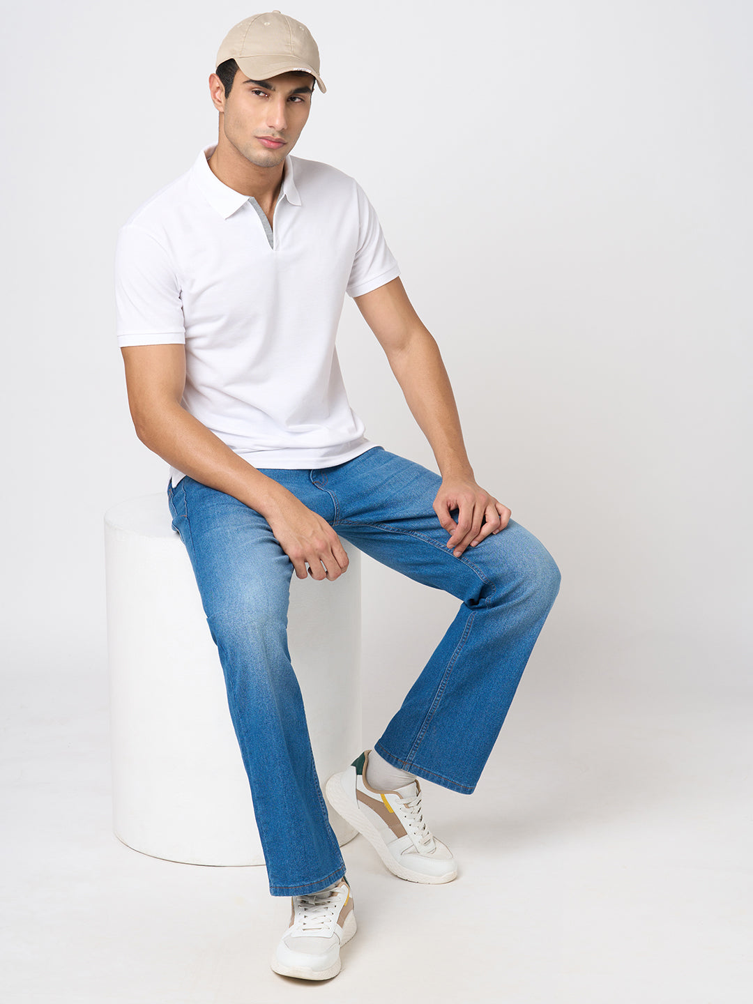 STITCH HUB Men's Polo Tshirt Cotton Rich Blend, Classic Fit, Breathable & Stylish White Polo for Casual & Smart Wear