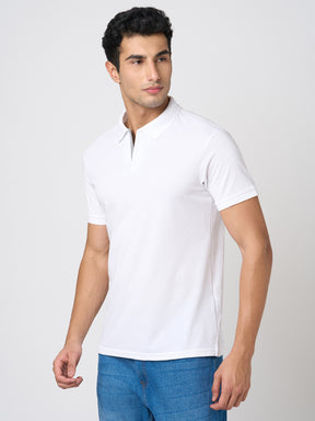 STITCH HUB Men's Polo Tshirt Cotton Rich Blend, Classic Fit, Breathable & Stylish White Polo for Casual & Smart Wear