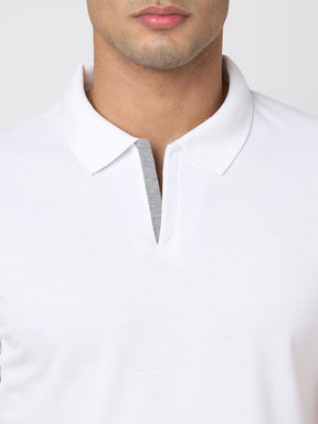 STITCH HUB Men's Polo Tshirt Cotton Rich Blend, Classic Fit, Breathable & Stylish White Polo for Casual & Smart Wear