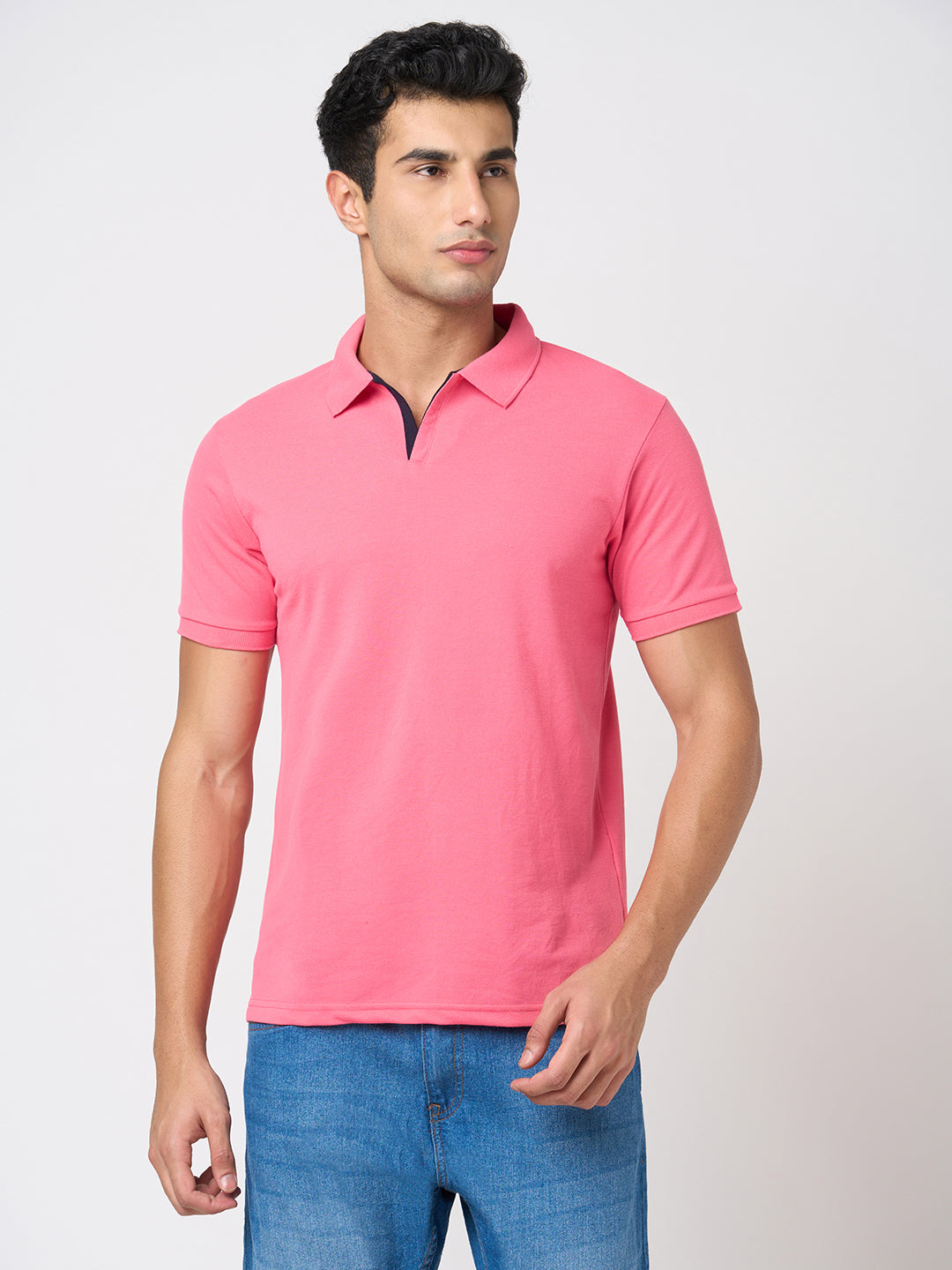 STITCH HUB Johnny Polo Men's Tshirt - Rose Cotton Rich Blend, Regular Fit, Stylish & Comfortable for Formal & Casual Wear