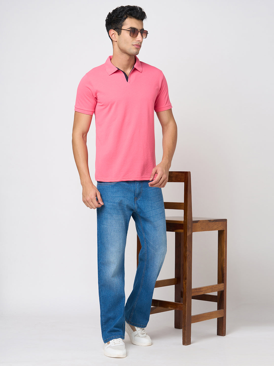 STITCH HUB Johnny Polo Men's Tshirt - Rose Cotton Rich Blend, Regular Fit, Stylish & Comfortable for Formal & Casual Wear