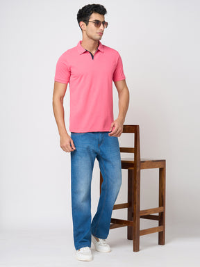 STITCH HUB Johnny Polo Men's Tshirt - Rose Cotton Rich Blend, Regular Fit, Stylish & Comfortable for Formal & Casual Wear