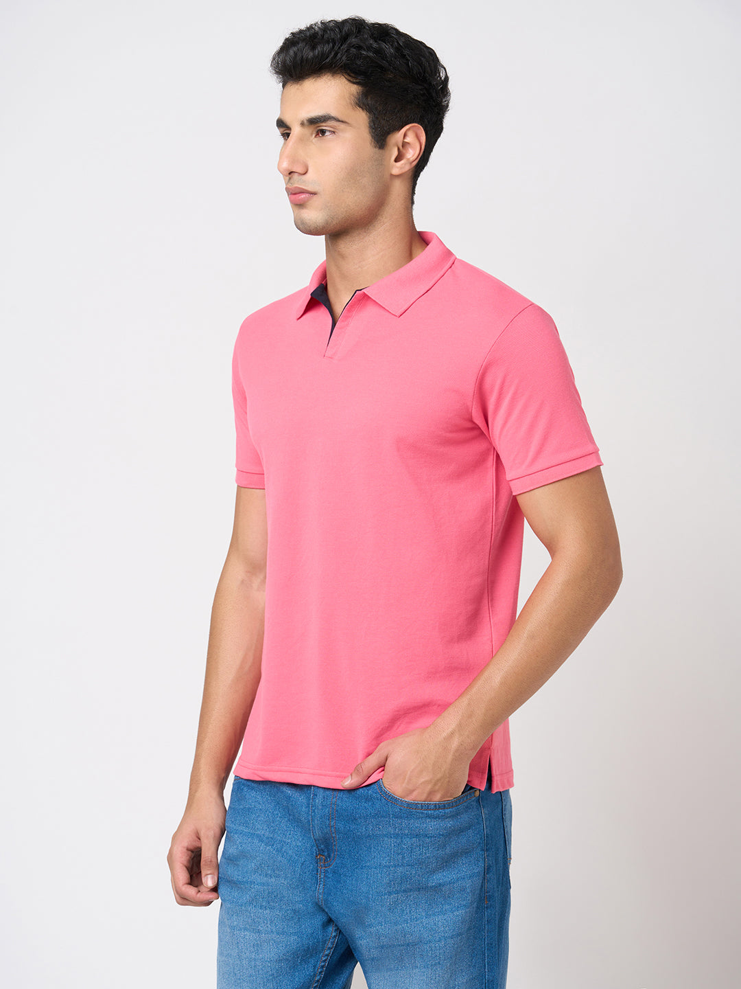 STITCH HUB Johnny Polo Men's Tshirt - Rose Cotton Rich Blend, Regular Fit, Stylish & Comfortable for Formal & Casual Wear