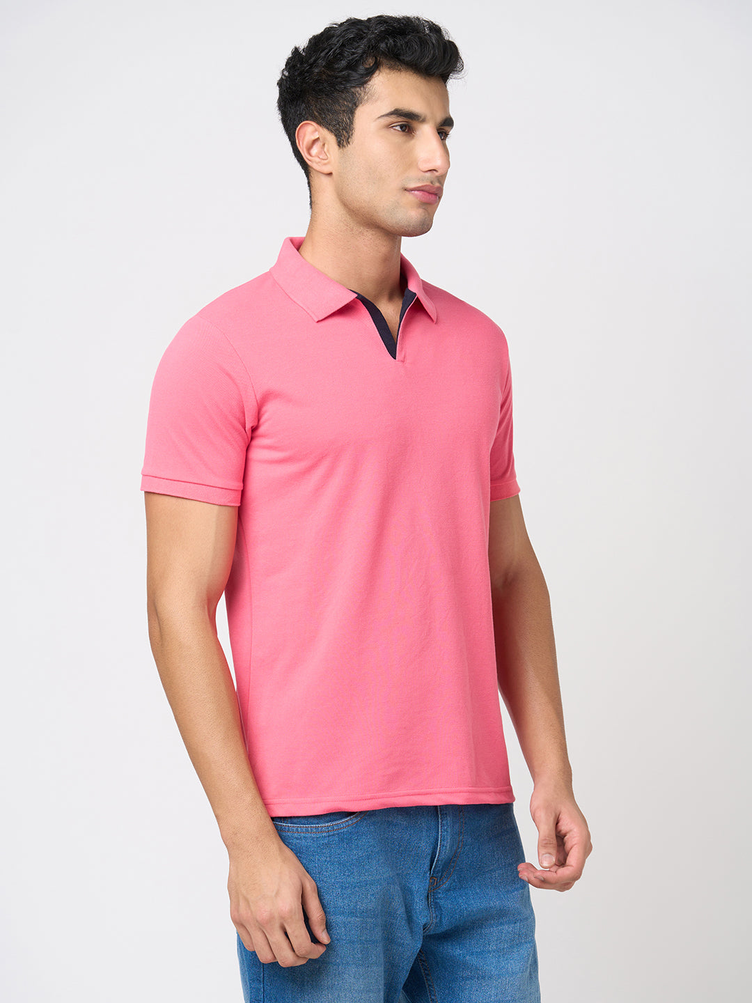 STITCH HUB Johnny Polo Men's Tshirt - Rose Cotton Rich Blend, Regular Fit, Stylish & Comfortable for Formal & Casual Wear