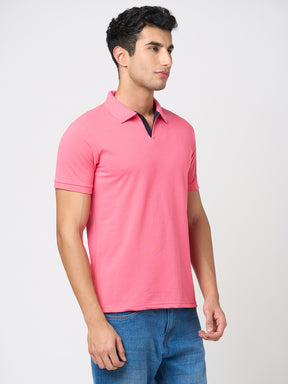 STITCH HUB Johnny Polo Men's Tshirt - Rose Cotton Rich Blend, Regular Fit, Stylish & Comfortable for Formal & Casual Wear
