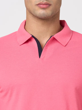 STITCH HUB Johnny Polo Men's Tshirt - Rose Cotton Rich Blend, Regular Fit, Stylish & Comfortable for Formal & Casual Wear