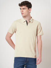STITCH HUB Johnny Polo Men's Tshirt Regular Fit, Cotton Rich Blend, Versatile Formal & Casual Wear in Elegant Beige