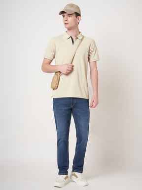 STITCH HUB Johnny Polo Men's Tshirt Regular Fit, Cotton Rich Blend, Versatile Formal & Casual Wear in Elegant Beige