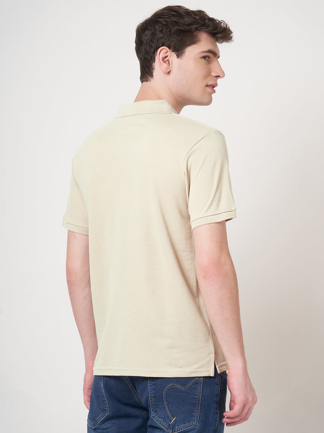 STITCH HUB Johnny Polo Men's Tshirt Regular Fit, Cotton Rich Blend, Versatile Formal & Casual Wear in Elegant Beige