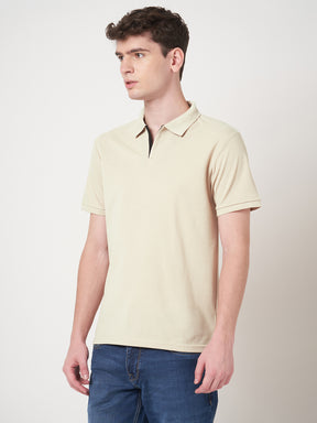 STITCH HUB Johnny Polo Men's Tshirt Regular Fit, Cotton Rich Blend, Versatile Formal & Casual Wear in Elegant Beige