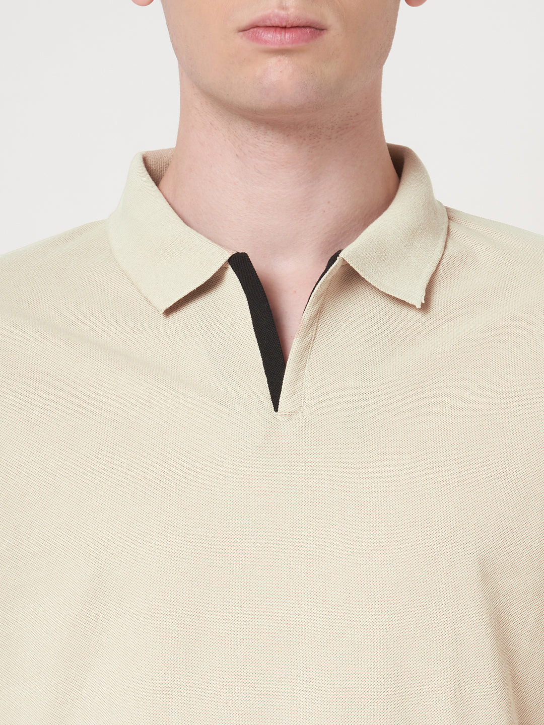 STITCH HUB Johnny Polo Men's Tshirt Regular Fit, Cotton Rich Blend, Versatile Formal & Casual Wear in Elegant Beige