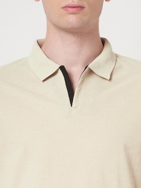 STITCH HUB Johnny Polo Men's Tshirt Regular Fit, Cotton Rich Blend, Versatile Formal & Casual Wear in Elegant Beige