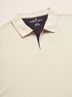 STITCH HUB Johnny Polo Men's Tshirt Regular Fit, Cotton Rich Blend, Versatile Formal & Casual Wear in Elegant Beige