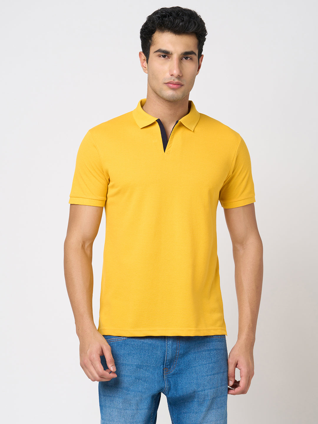 STITCH HUB Men's Polo Tshirt - Mustard Cotton Rich Blend, Regular Fit, Stylish & Versatile for Formal & Casual Wear
