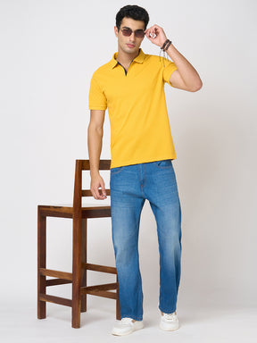 STITCH HUB Men's Polo Tshirt - Mustard Cotton Rich Blend, Regular Fit, Stylish & Versatile for Formal & Casual Wear