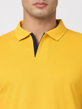 STITCH HUB Men's Polo Tshirt - Mustard Cotton Rich Blend, Regular Fit, Stylish & Versatile for Formal & Casual Wear