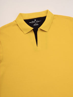 STITCH HUB Men's Polo Tshirt - Mustard Cotton Rich Blend, Regular Fit, Stylish & Versatile for Formal & Casual Wear