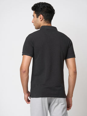 STITCH HUB Johnny Polo Men's Tshirt - Dark Grey Cotton Rich Blend, Breathable & Stylish for Casual and Formal Wear