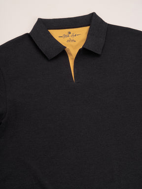 STITCH HUB Johnny Polo Men's Tshirt - Dark Grey Cotton Rich Blend, Breathable & Stylish for Casual and Formal Wear