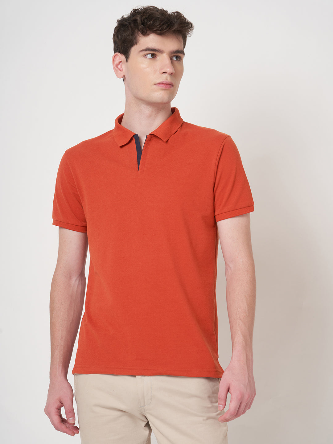 STITCH HUB Men's Polo Tshirt in Rust Cotton Rich Blend, Breathable, Casual & Formal Wear, Tailored Comfort with Classic Style