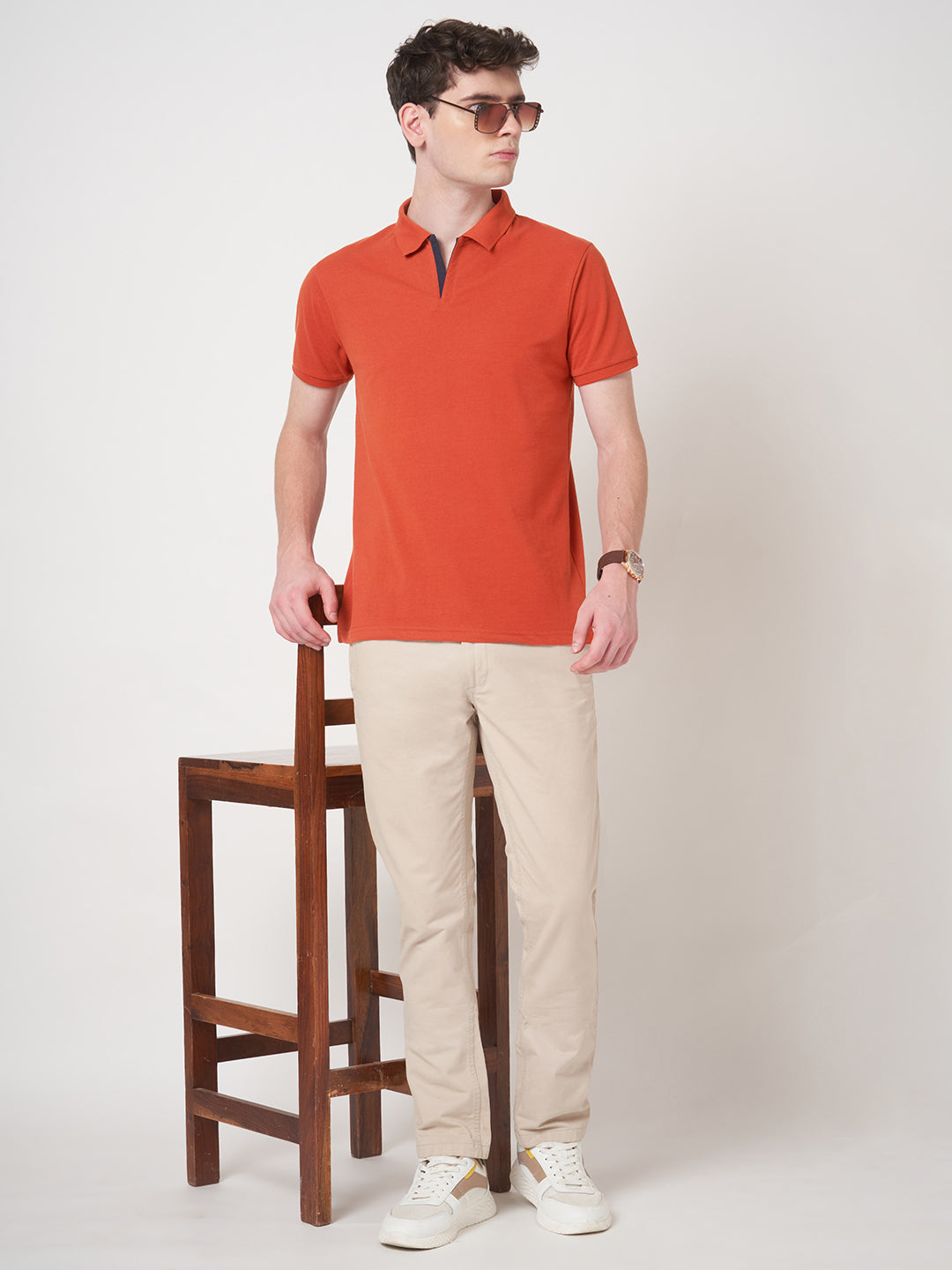 STITCH HUB Men's Polo Tshirt in Rust Cotton Rich Blend, Breathable, Casual & Formal Wear, Tailored Comfort with Classic Style