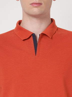 STITCH HUB Men's Polo Tshirt in Rust Cotton Rich Blend, Breathable, Casual & Formal Wear, Tailored Comfort with Classic Style