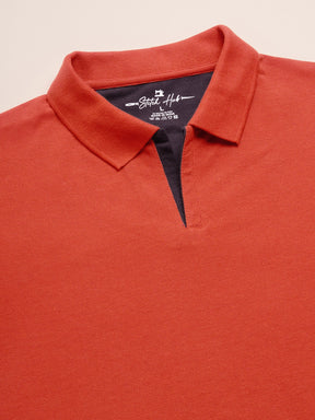 STITCH HUB Men's Polo Tshirt in Rust Cotton Rich Blend, Breathable, Casual & Formal Wear, Tailored Comfort with Classic Style